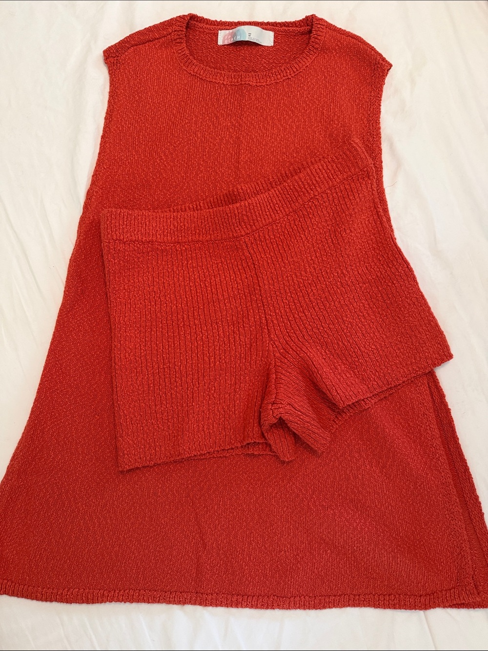 Free People burnt orange Knit Tank and Shorts Set